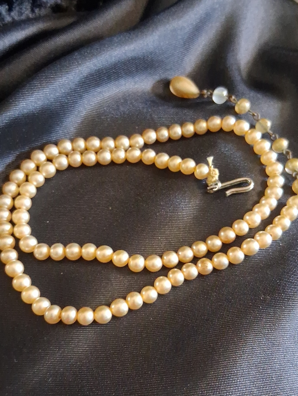 Vintage Golden Pearl Bead Necklace - Women Jewelry 20 - 22 In Long